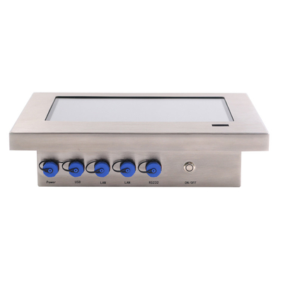 Computador robusto de aço inoxidável com portas HDMI impermeáveis e tela sensível ao toque capacitiva