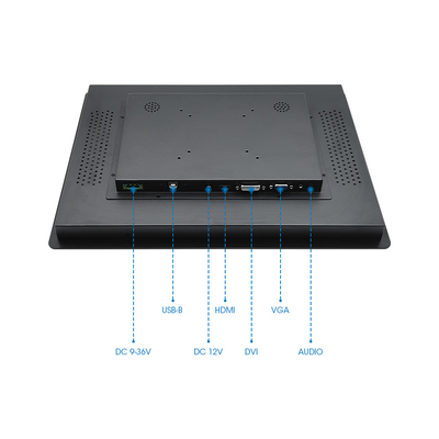 80/80/80/80 View Angels Monitor montado em painel industrial com adaptador de alimentação AC e interface USB/RS232